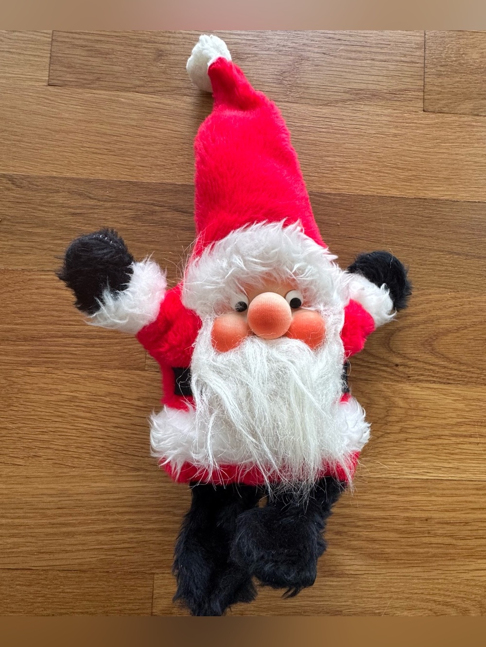 Vintage 1982 Rennoc Santakins Plush Santa Claus Figure Red Flocked Christmas